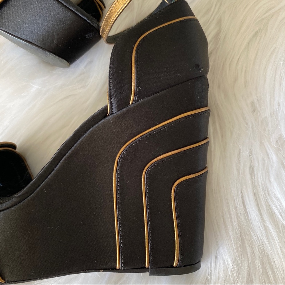Tory Burch women satin wedges with golden elements - Picture 6 of 16